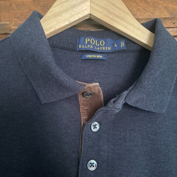 Polo Ralph Lauren Men's Navy Blue, Stretch Mesh, Long Sleeve, Size L - Picture 2 of 4